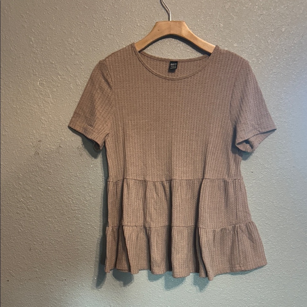 SHEIN Brown Tiered Blouse